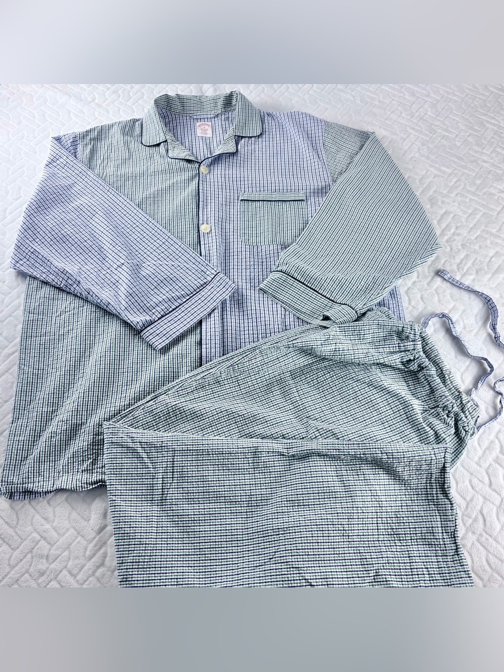 Brooks Brothers 100% Cotton Seersucker Striped Pajama Set Mens Size XL